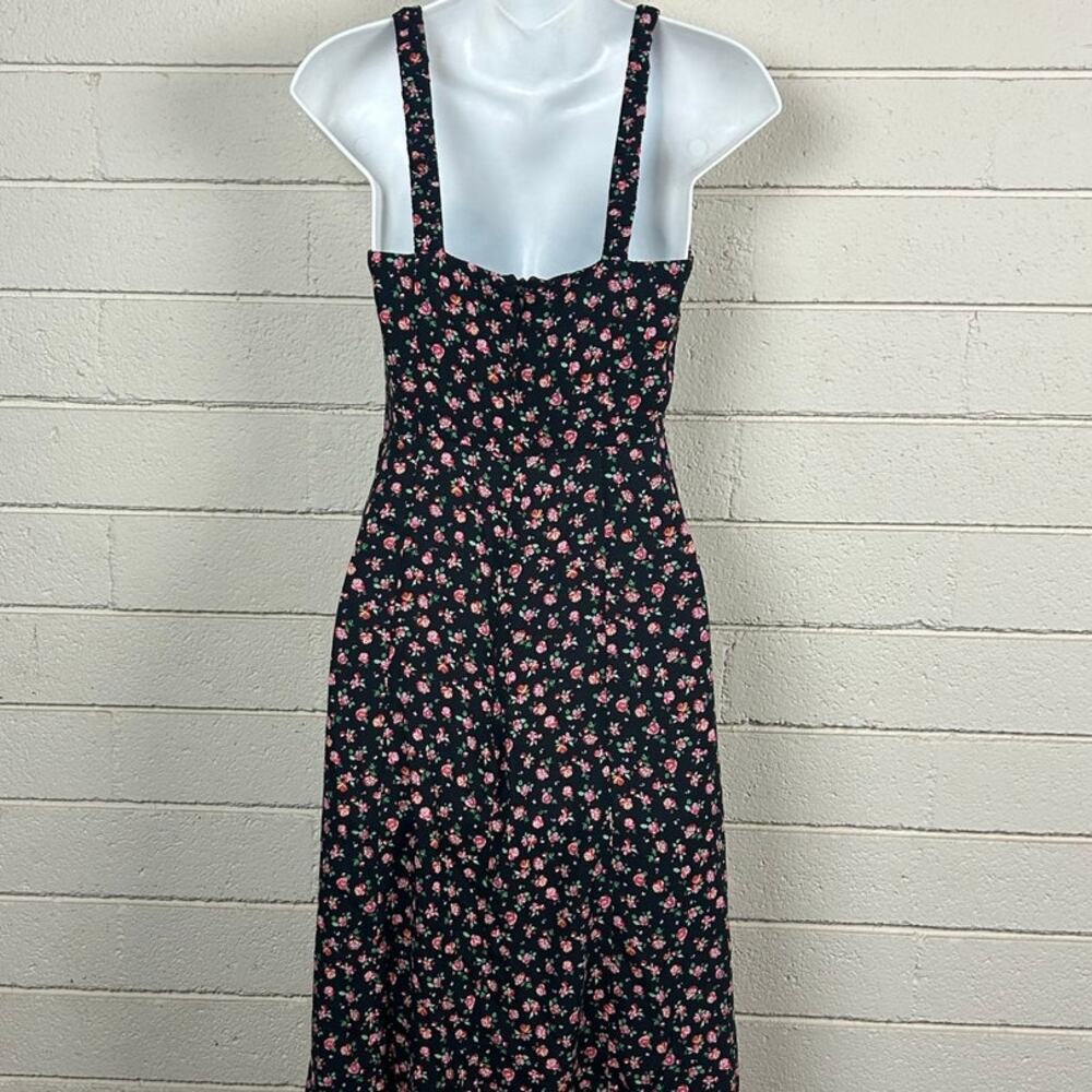 Zara Black Floral Midi Dress size S - Picture 7 of 8